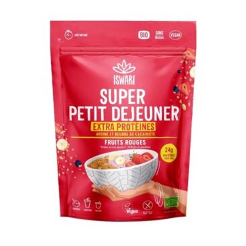 Iswari Super Petit Déjeuner Extra Protéines Fruits rouges 360g
