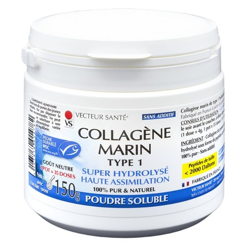 Vecteur Santé Collagène Marin Poudre Type 1 150g