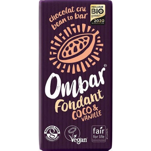 Ombar chocolat cru fondant coco et vanille végan 35g