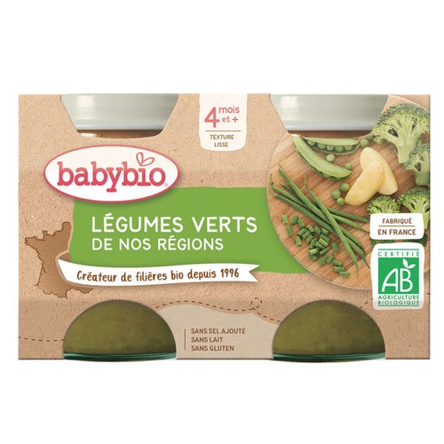 Babybio Petits Pots Légumes Verts 2x130g