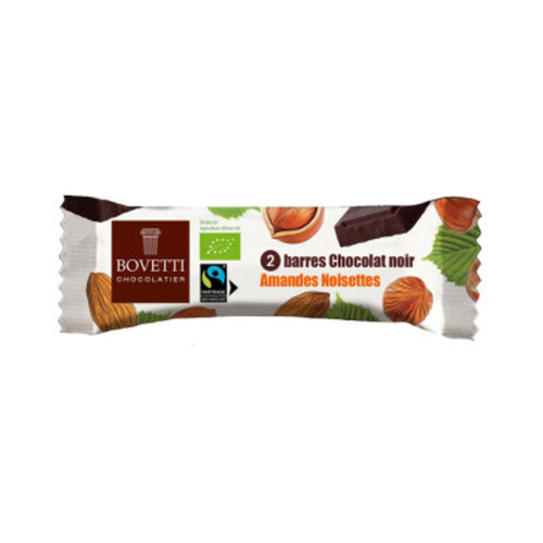 Bovetti Barre Chocolat Noir Amandes Noisettes 40g