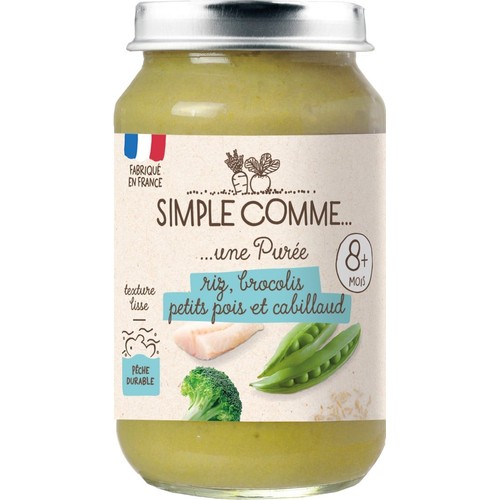 Simple Comme.... Purée Brocolis Petits Pois et Cabillaud Dès 8M 190g