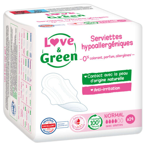 Love and Green Serviettes Hypoallergéniques Normal X14