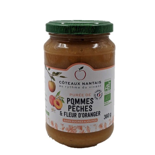 Côteaux Nantais Purée de Pommes Pêches Fleur d'oranger 360g