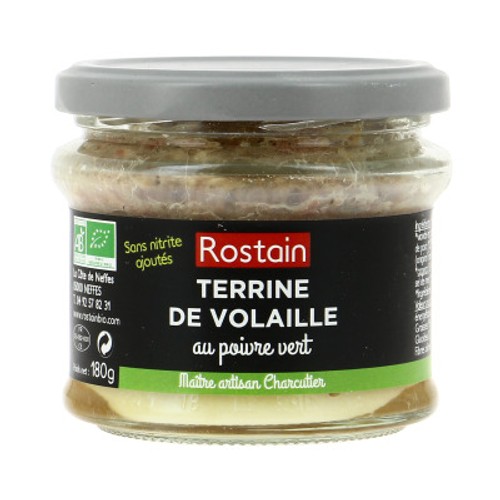 Rostain Terrine de Volaille Au Poivre Vert Bio 180g