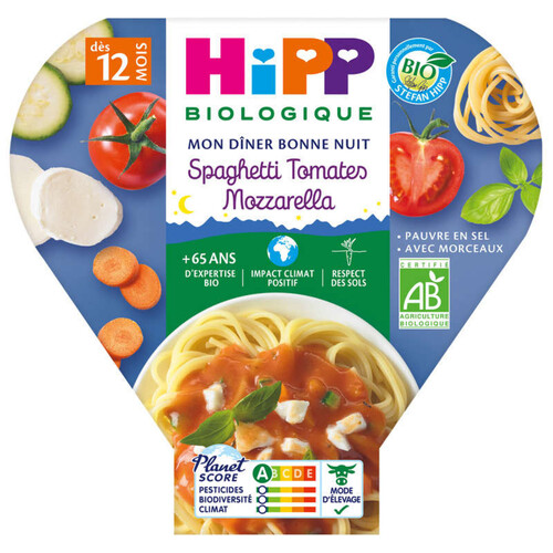 Hipp Assiette Spaghetti, Tomates & Mozzarella 12M 230G Bio