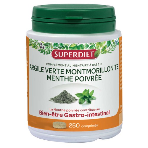 Superdiet Argile Menthe Poivrée 250 Comprimés