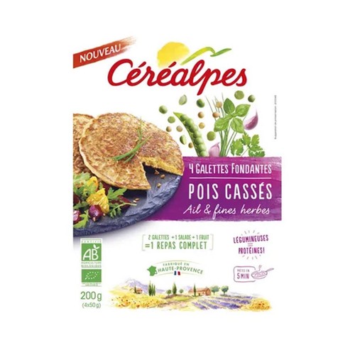 Céréalpes Galettes Fondantes Pois Cassés Ail & Fines Herbes 4x50g