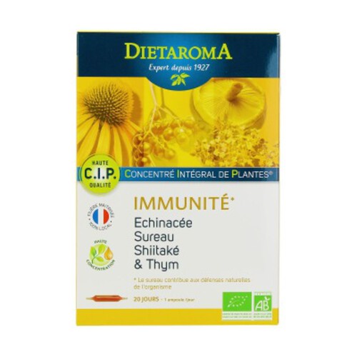 Dietaroma Cip Immunité Concentré intégré de plantes Bio 20 Ampoules