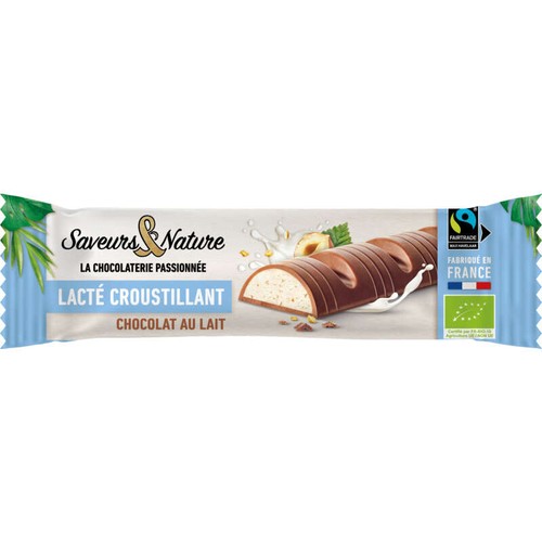 Saveurs & Nature Barre Lacté Croustillant Chocolat au Lait 30g