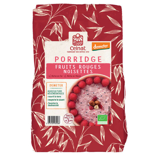 Celnat Porridge Bio Fruits Rouges Noisettes 350g