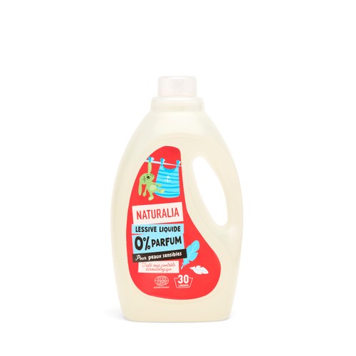 Naturalia Lessive Liquide 0% parfum pour Peaux sensibles x30 Lavages