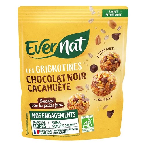 Evernat Grignotines Chocolat noir cacahuète Bio 120g