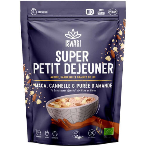 Iswari Super Petit Déjeuner Maca, Cannelle  & Purée d'Amande 360g