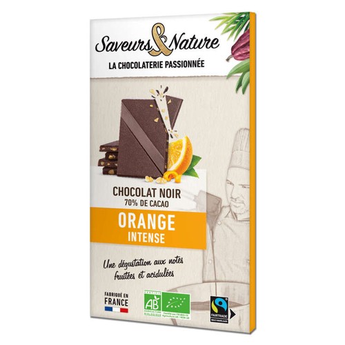 Saveurs & Nature Chocolat Noir 70% Cacao Orange Intense 80g