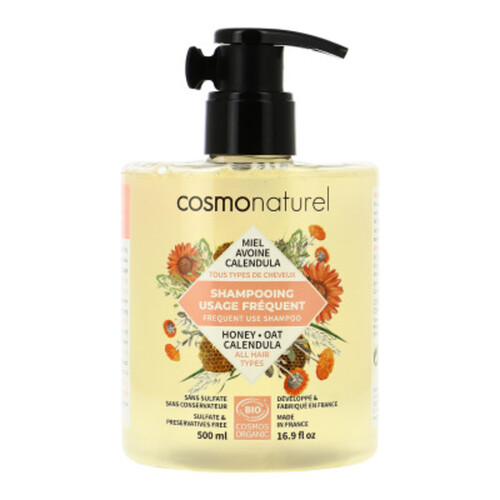 Cosmo Naturel Shampooing Usage Fréquent Miel Avoine Calendula 500Ml - Tous Types De Cheveux