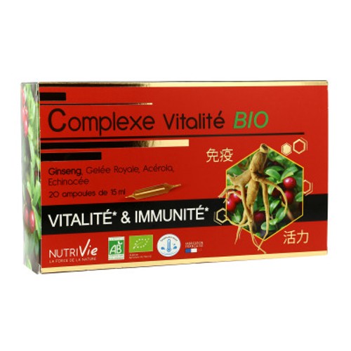 Nutrivie Complément Alimentaire Vitalité Et Immunité Au Ginseng Bio 20 X15Ml