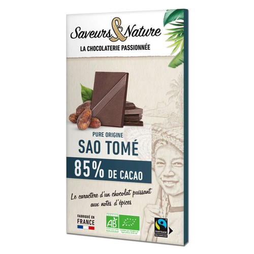 Saveurs & Nature Chocolat Noir 85% cacao Sao Tomé 85g