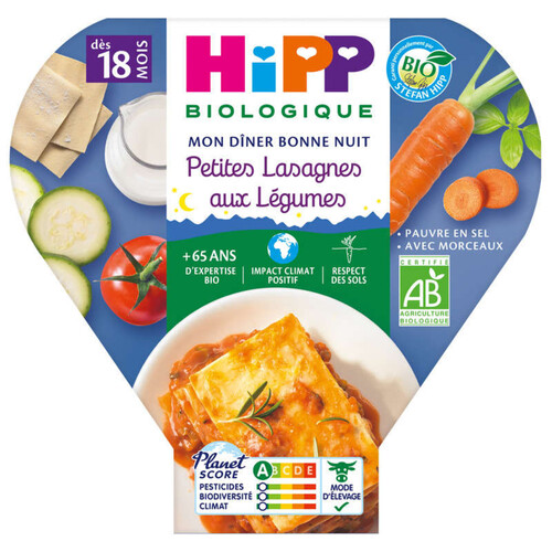 Hipp Petites Lasagnes Aux Légumes 18M Bio 260G