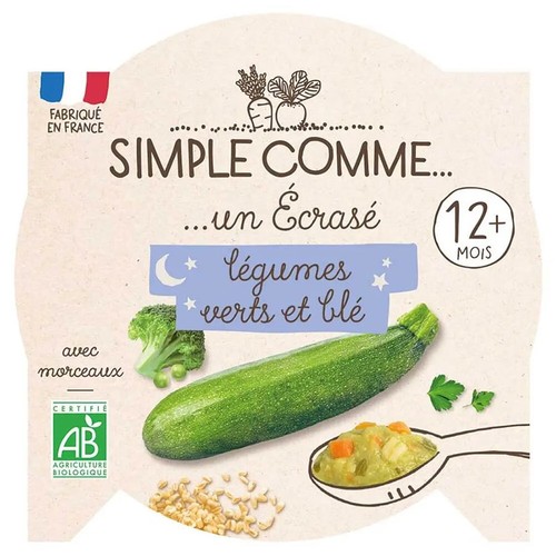 Simple Comme Assiette Légumes verts Blé  Bio dès 12 mois 200g