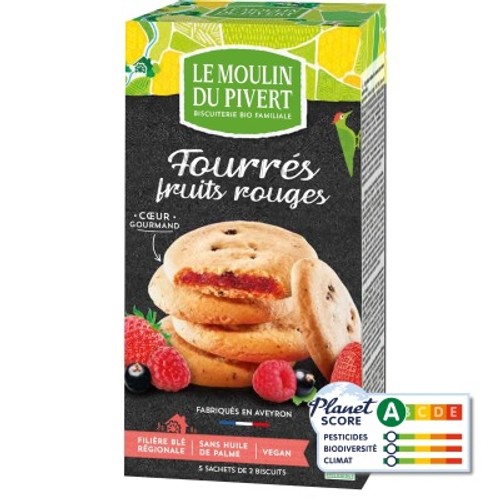 Moulin du Pivert Biscuits Fourrés Fruits Rouges Bio 175g