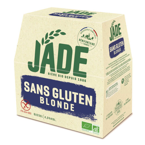 Jade Bière Blonde Bio Sans Gluten 4,5% 6x25cl