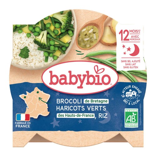 Babybio Assiette Légumes Verts Et Riz 12M Bio 230g