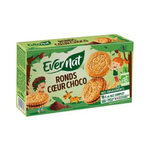 Evernat Biscuits Ronds Cœur Choco 168g