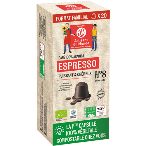 Artisans Du Monde Espresso N°8 Bio 20 Capsules