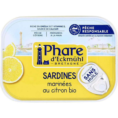 Phare d'Eckmuhl Sardines Citron sans Huile Bio 135g