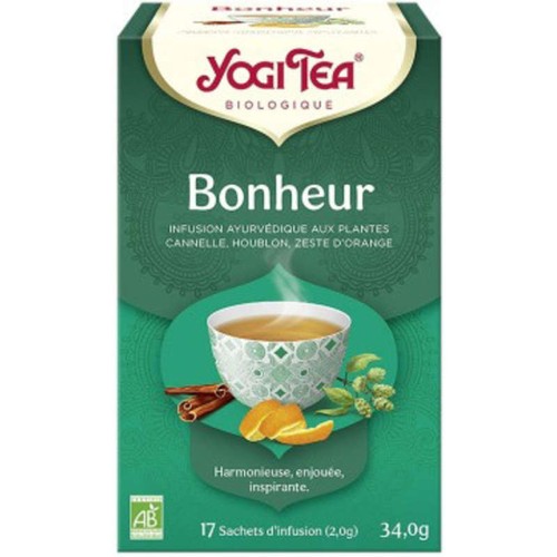 Yogi Tea Infusion Bonheur Ayurvédique aux Plantes Cannelle Houblon Zeste d'Orange 34g