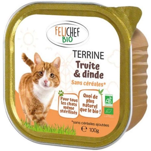 Felichef Terrine Bio à la truite pour Chat 100g
