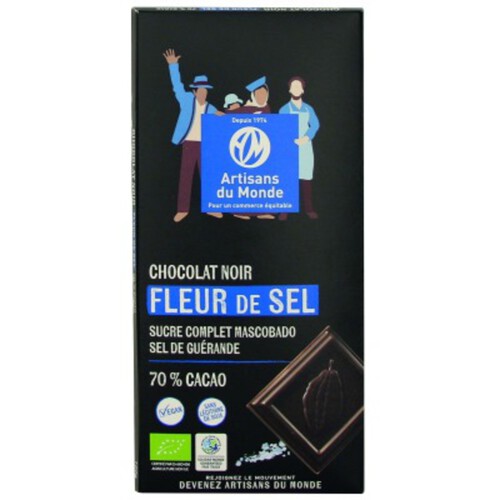 Artisans du Monde Chocolat Noir 70% à La Fleur de Sel Bio 100g