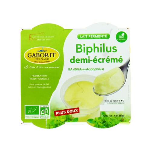 Gaborit Yaourt Biphilus Demi-Écrémé Bio 4X125g