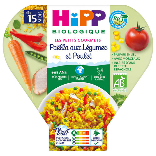Hipp Biologique Paella aux Légumes & Poulet Dès 15 Mois 250g