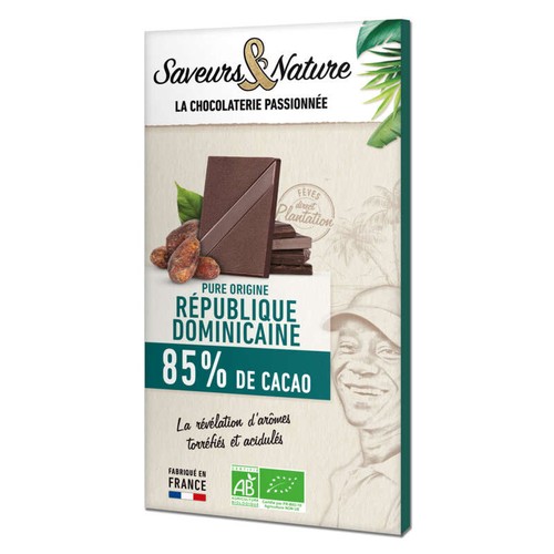 Saveurs & Nature Chocolat Noir 85% Cacao République Dominicaine 80g