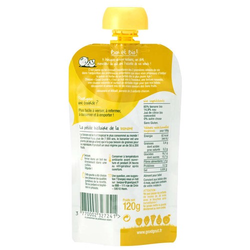 Good Goût Compote à Boire Dès 6 mois Goût Banane Bio 120g