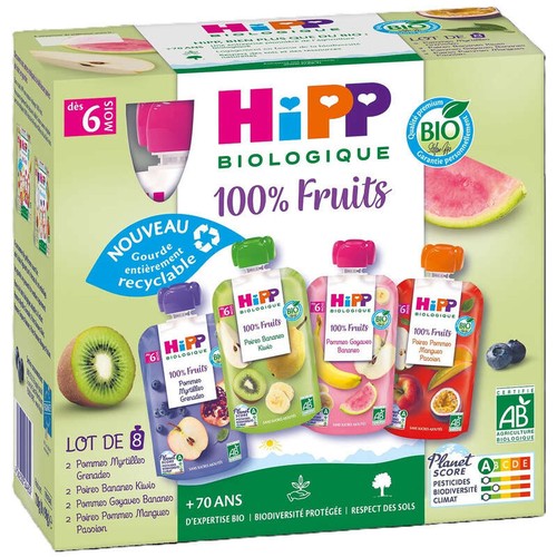 Hipp Biologique Purées De Fruits 4 Variétés, Dès 6 Mois