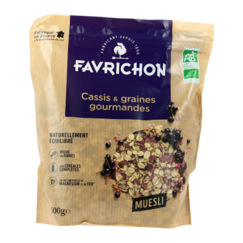 Favrichon Muesli Cassis & Graines Gourmandes 500G Bio Naturalia Courses en ligne et offres