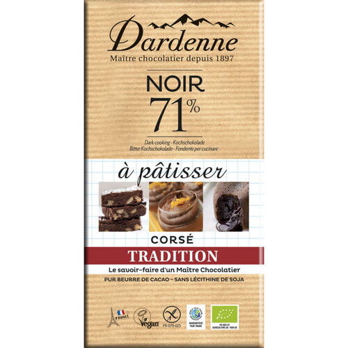 Dardenne Chocolat Noir à Pâtisser 71% Bio 200g