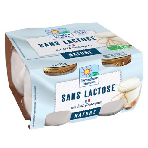 Grandeur Nature Yaourt Nature Sans Lactose 4X125G