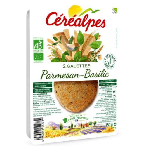 Cerealpes Galettes Parmesan & Basilic Bio 2x90g