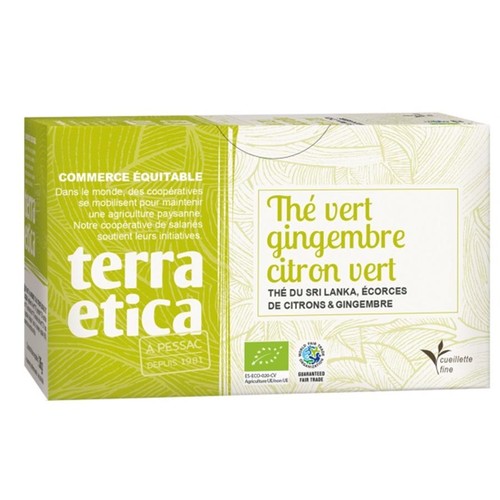 Terra Etica Thé vert gingembre citron vert 20 sachets