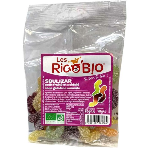 Les Rigobio bonbons sbulizar goût fruités & acidulés 90g