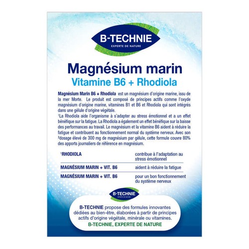 Biotechnie Magnésium Marin B6 Rhodiola x30 Gélules