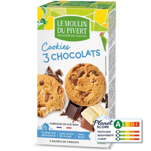 Le Moulin du Pivert Cookie 3 Chocolats 175g