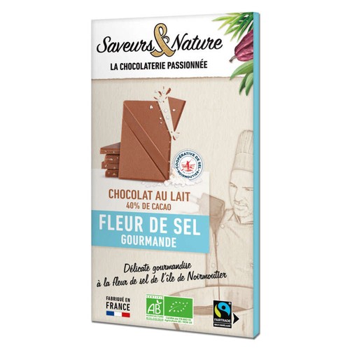 Saveurs & Nature Chocolat au Lait 40% Cacao Fleur de Sel Gourmande 80g