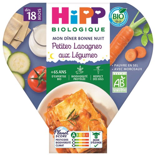 Hipp Petites Lasagnes Aux Légumes 18M Bio 260g