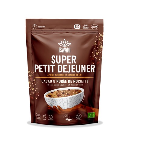 Iswari Super Petit Déjeuner Cacao & Purée de Noisette 360g