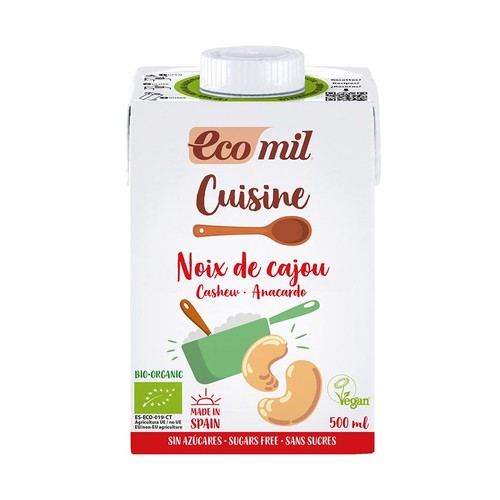 Ecomil Crème végétale à la noix de cajou sans sucre Bio 500ml